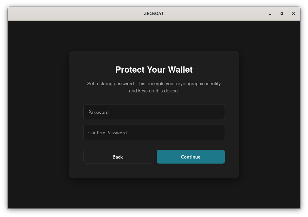 Setting the wallet password